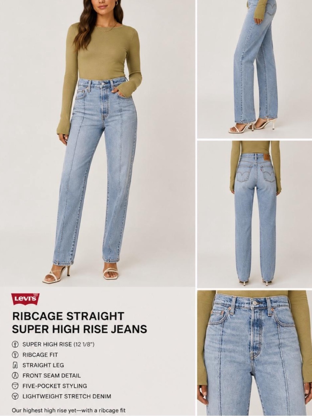 Levi's Light Blue Ribcage Straight High-Rise Jeans